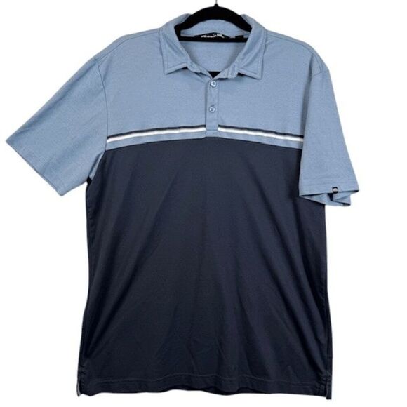 Travis Mathew Sunset Blocked Polo Riviera Heather Blue Nights Size Large - Picture 2 of 10